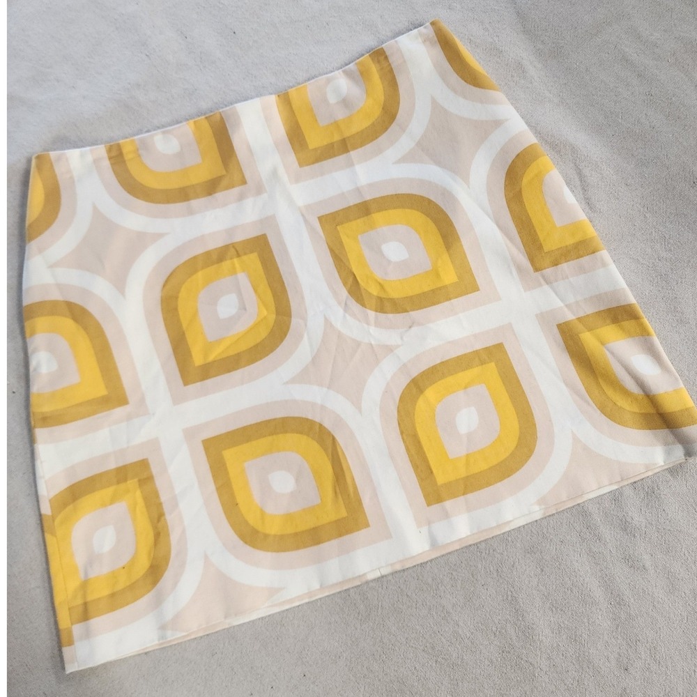 🔶️VINTAGE VIBES J.Crew Yellow Mod Geometric Mini Skirt Y2K retro preppy cotton